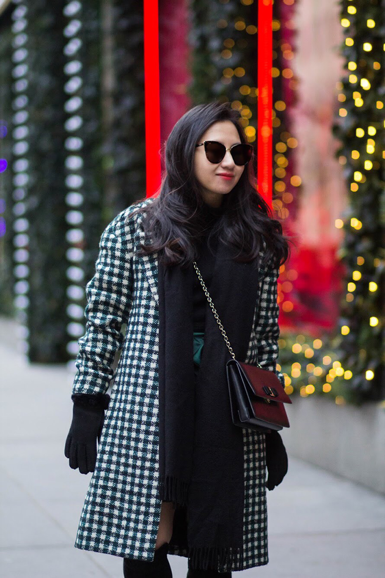 J crew oversized on sale topcoat in check tweed