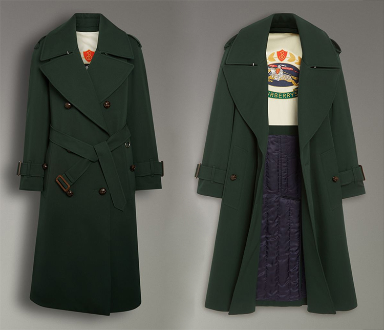 burberry oversized lapel wool gabardine trench coat