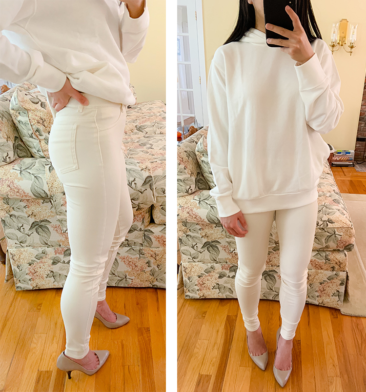 Uniqlo White Ultra Stretch Stretch Denim Legging Jegging  Leggings are not  pants, Denim leggings, Stretch leggings