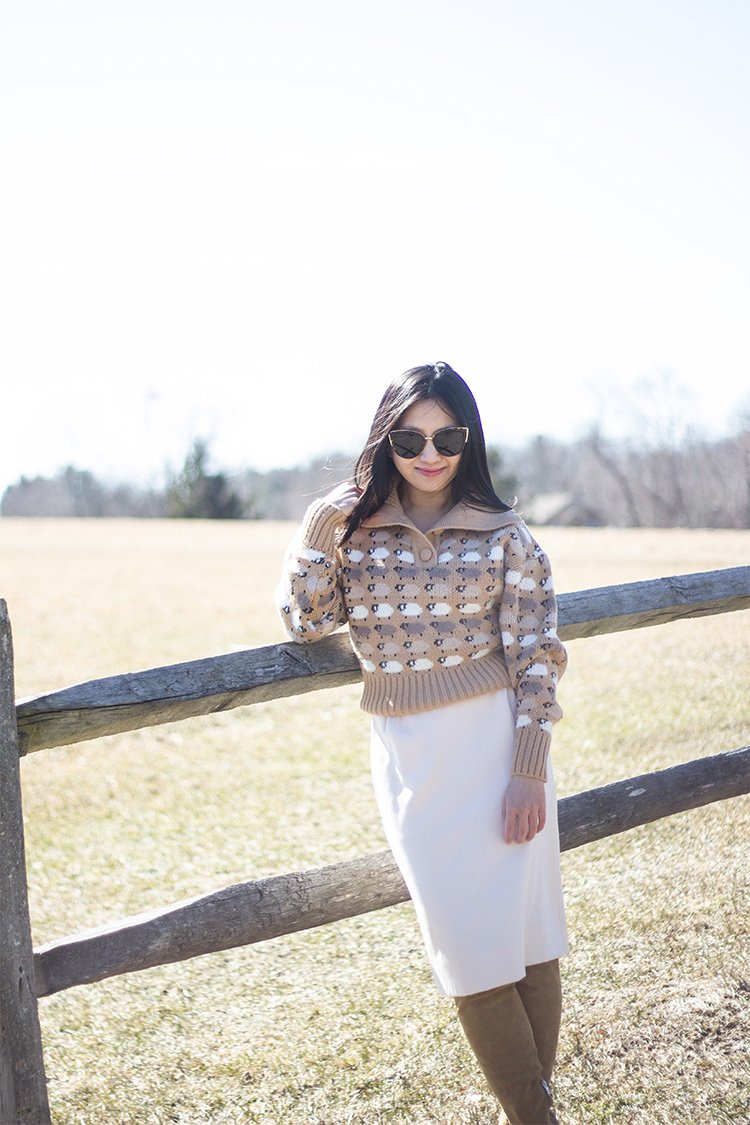 Jacquard Sweater & Midi Skirt - Elle Blogs