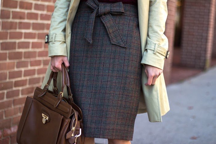 J crew plaid pencil skirt top