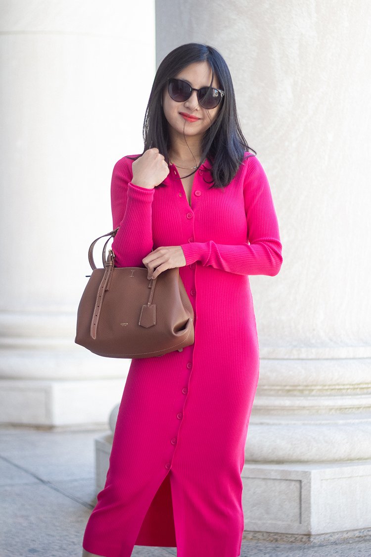 button down sweater dress